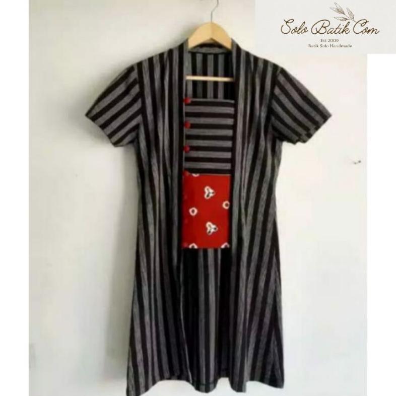 Termurah Kutu Baru Panjang Jumputan Lurik Atasan Batik Blus Wanita Solo