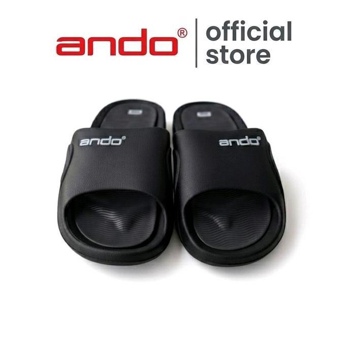 Sandal Pria Sandal Selop Ando Black Sendal Slide Pria Wanita Slip On Ful Karet