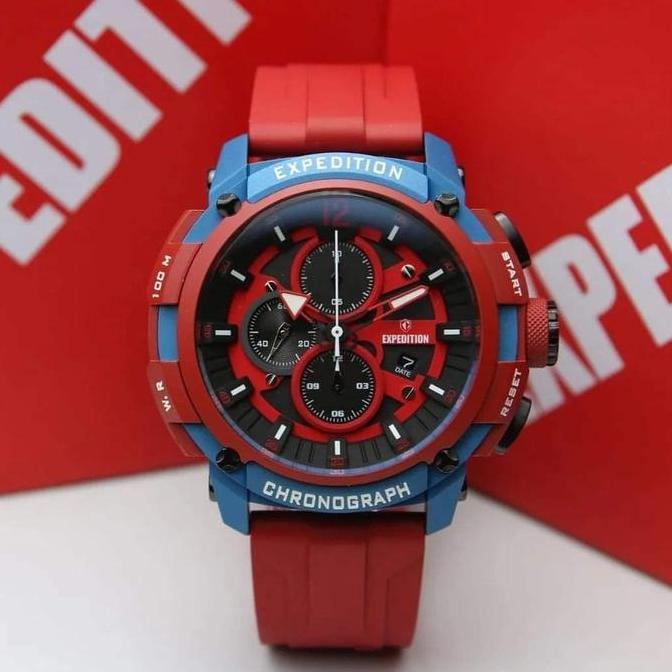 JAM TANGAN PRIA EXPEDITION E6781 E 6781 RED TOMBOL BLACK ORIGINAL
