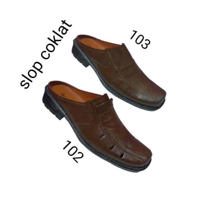 New Sepatu Slop Kulit Asli/Slip On Pria/Bustong Pria Warna Putih