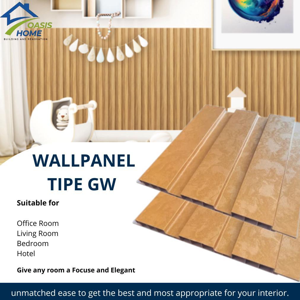OASIS HOME - Golden WPC Wall Panel Tipe GW 3meter x 21cm Dekorasi Dinding ern Mewah Kayu Pum WPC | W