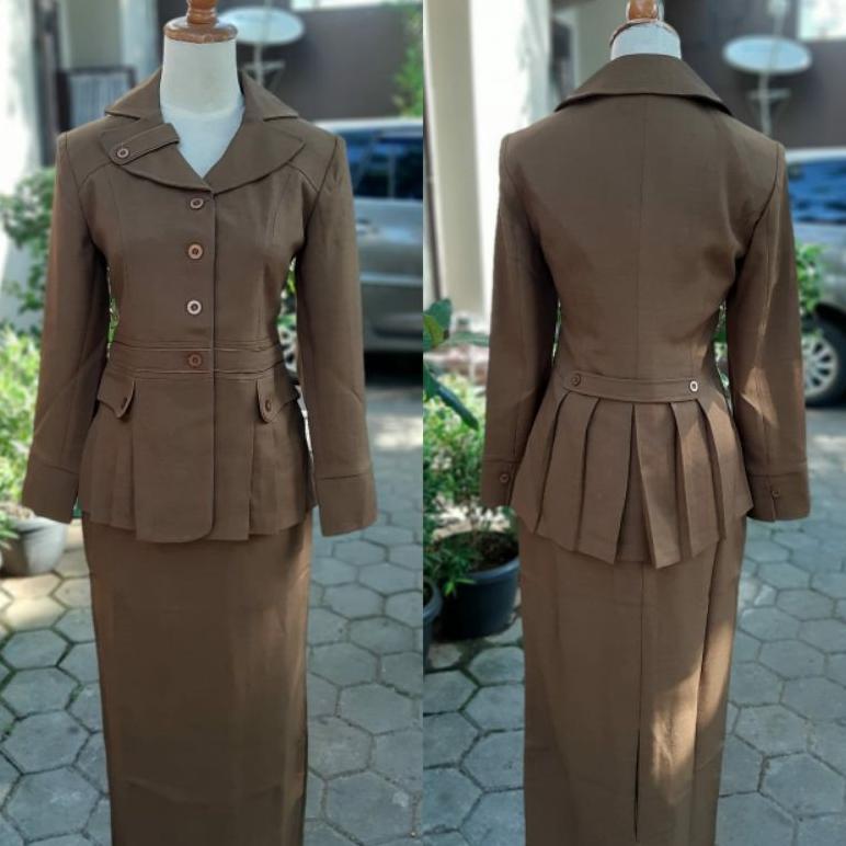 Original Blezer Kheki Tua Wanita Seragam Pdh,Asn,Guru,Seragam Pemda Aceh Baju Dinas Pemda Gelap Wani