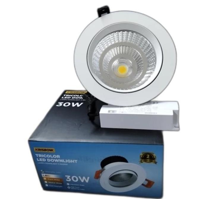 Krisbow Lampu Downlight Led Adjustable 30 Watt 3cct - Putih
