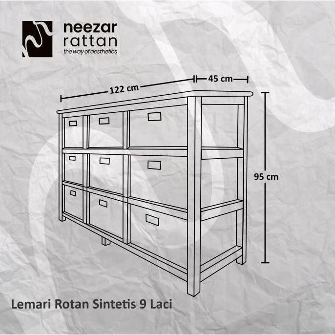 Rak Lemari Laci Rotan Sintetis 9 laci Tempat Serbaguna