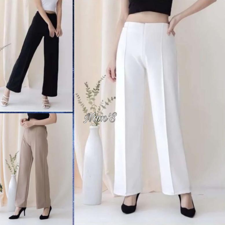 Murah Celana Kulot Hightwaist Wanita Kekinian Ala Korea Basic Hw Pinggang Karet Celana Culotte Panja