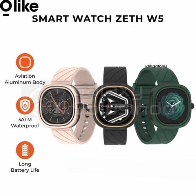 OLIKE ZETH W5 Health Monitoring Touch Screen Waterproof Smartwatch - Green Black Pink