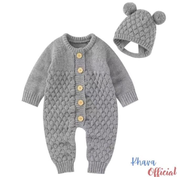 Baju Rajut Bayi Uniseks 0-11 Bulan Uniseks Free Kupluk Terpisah Murah Pakaian Rajut Premium Tebal  B