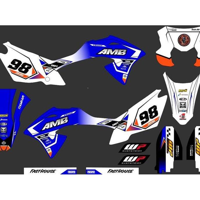 Dekal Kawasaki Klx 150 Bf Stiker Klx Decal Klx 150 Biru Putih Gradasi Full Body