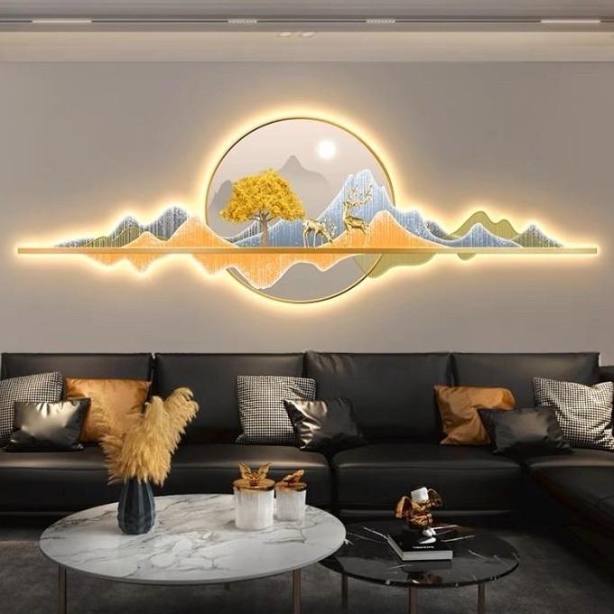 Mountain Wall Decor + LED / Hiasan Dinding Besar Ruang Tamu + Lampu