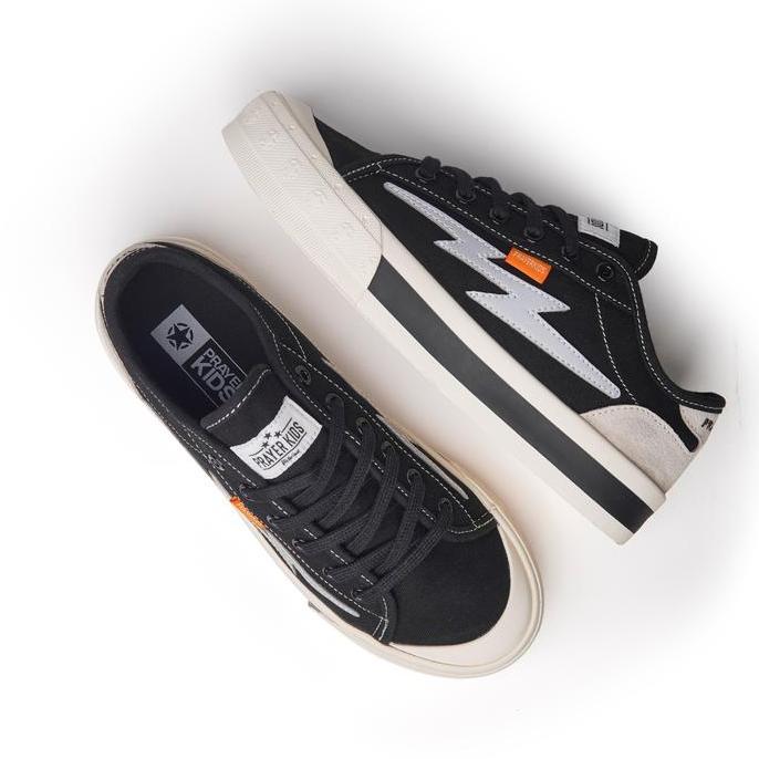 Sepatu Sneakers Prayer Kids Volta Reflective Ox Black - Sepatu Sneakers Pria Wanita Vulcanized - Ori