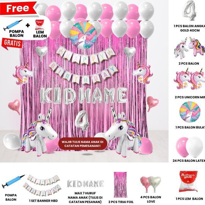gavamanis - unicorn/kuda poni set dekor ulang tahun anak/ dekorasi ultah anak