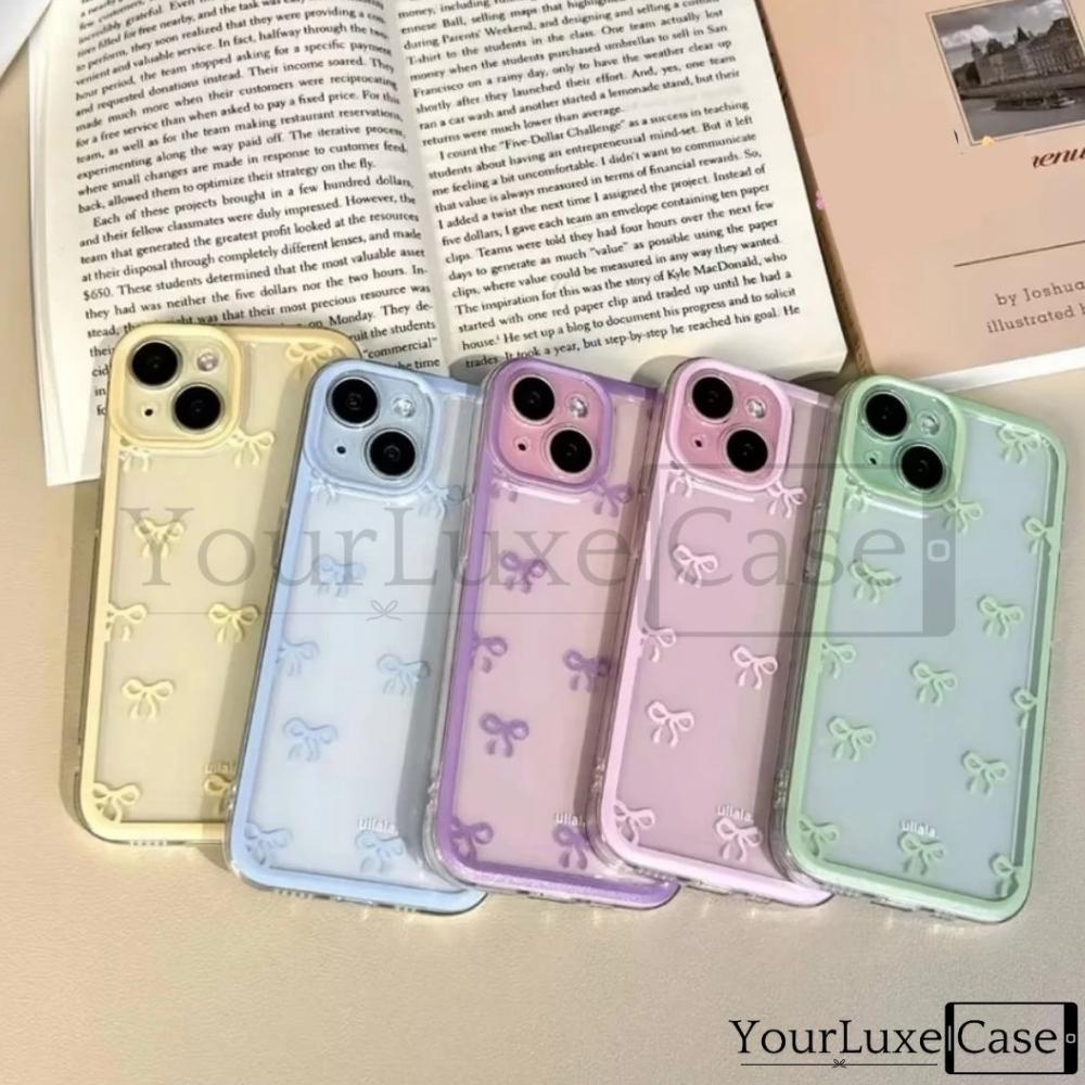 CUCI GUDANG Cute Ribbon Macaron Tema Pita Case HP Casing iPhone 7 8 X XR XS 11 12 13 14 15 16 Plus P
