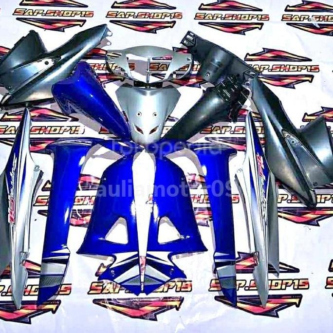 FUL SET COVER BODY HALUS DAN KASAR LENGKAP SUPRA FIT NEW BIRU SILVER