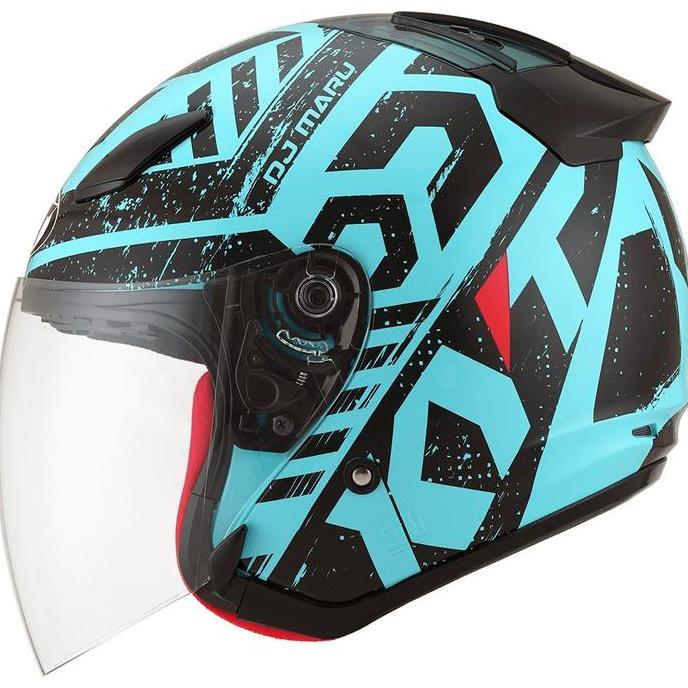 HELM KYT DJ MARU #16 - AQUA BLUE/BLACK