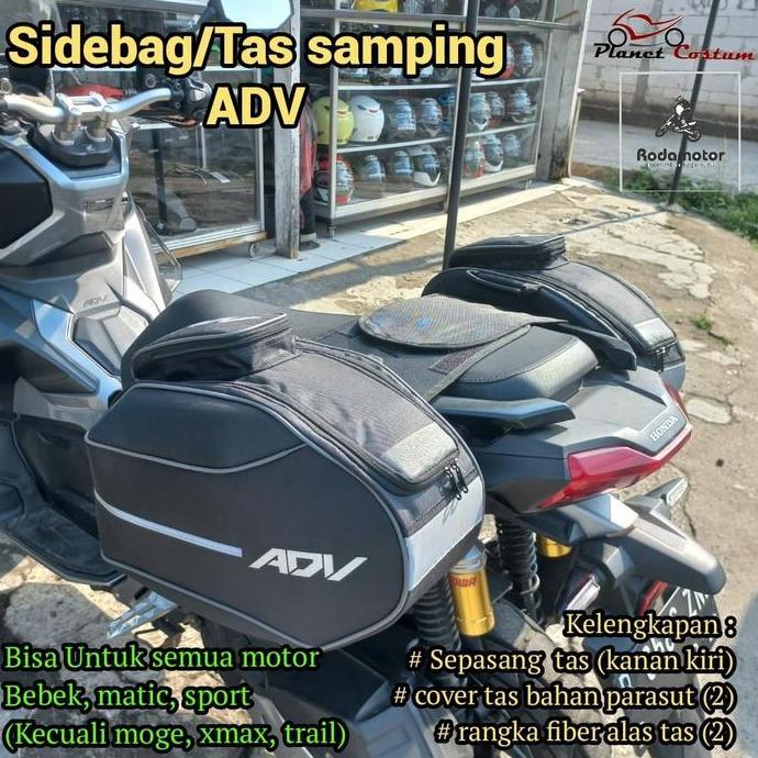 HMSB1 sidebag adv tas samping murah hitam abu abu tas mudik tas touring muat jas hujan baju kacamata