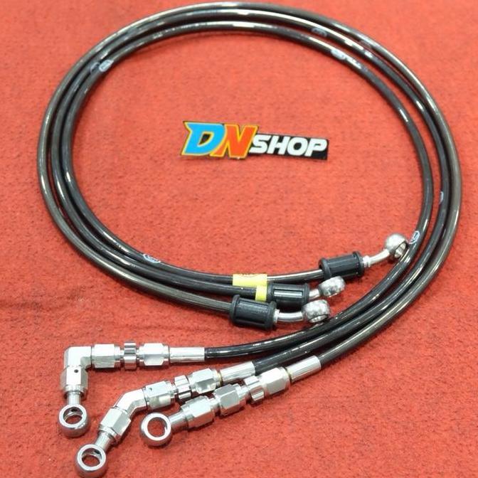 Selang rem depan hel 90cm fitting stainless 45 90 derajat