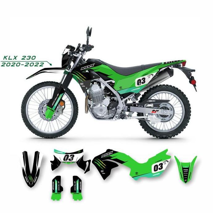 decal fullbody sticker klx 230 decal stiker keren motif warna hijau hitam keren simple 004