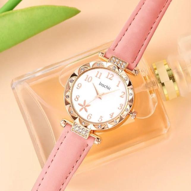 TERMURAH 5PCSINS Jam Tangan Kuarsa Wanita Wanita Bunga Kuarsa Jam Tangan Arab Digital Dial Gelang Se