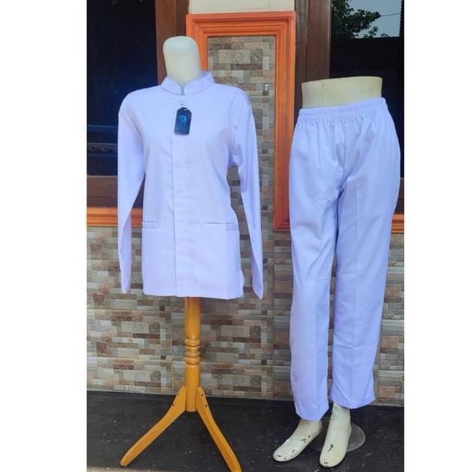 Saveramanggala - Seragam Perawat Putih Lengan Panjang  Pendek Baju Oka Perawat  Wanita Setelan Rok C