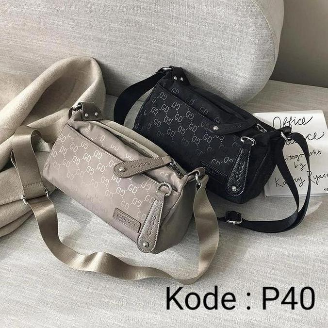 Tas Selempang Wanita Import Warna Hitam Khaki Coklat Merk Ouogi