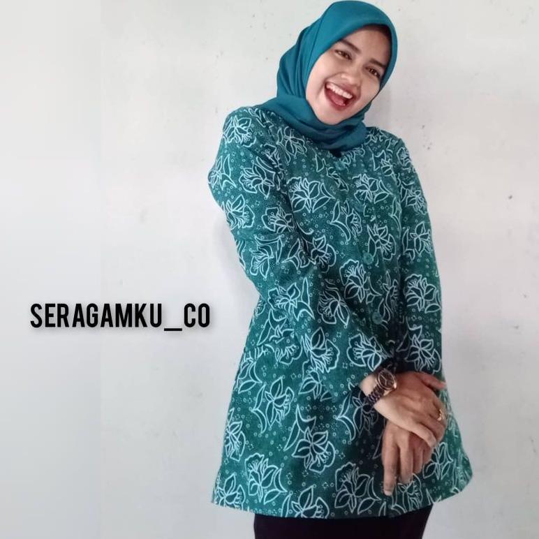 PREMIUM SERAGAM BATIK PKK NASIONAL TERBARU FULL FURING SERAGAM BATIK PKK HIJAU TOSKA BAJU BATIK PKK 