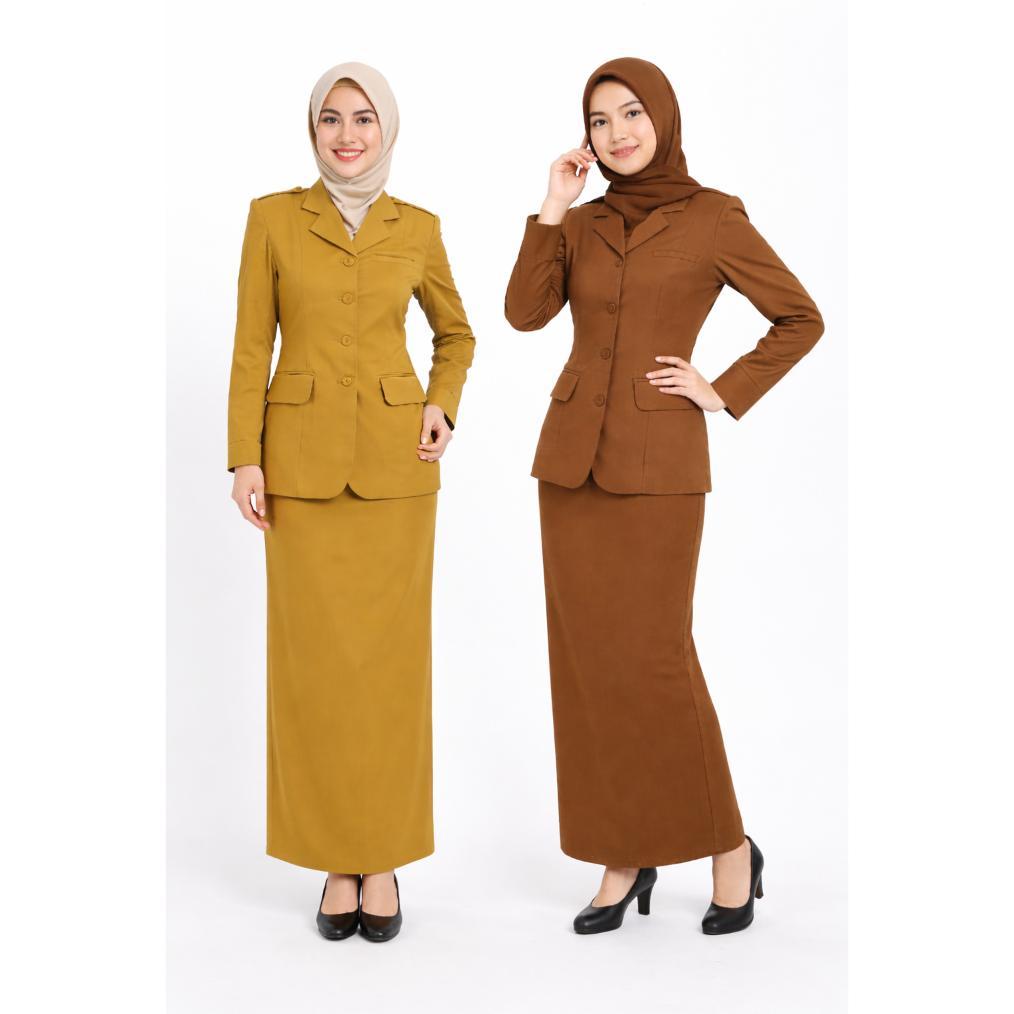 PREMIUM SET SERAGAM PNS PEMDA WANITA LENGAN PANJANG BAJU GURU PNS PEMDA BAJU DINAS TERBARU