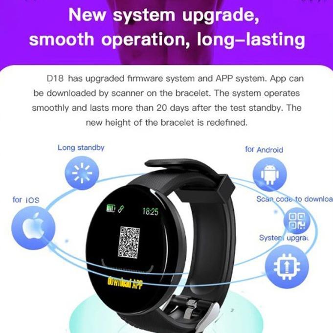new product smartwatch d18 jam tangan smartband d18 waterproof smart watch
