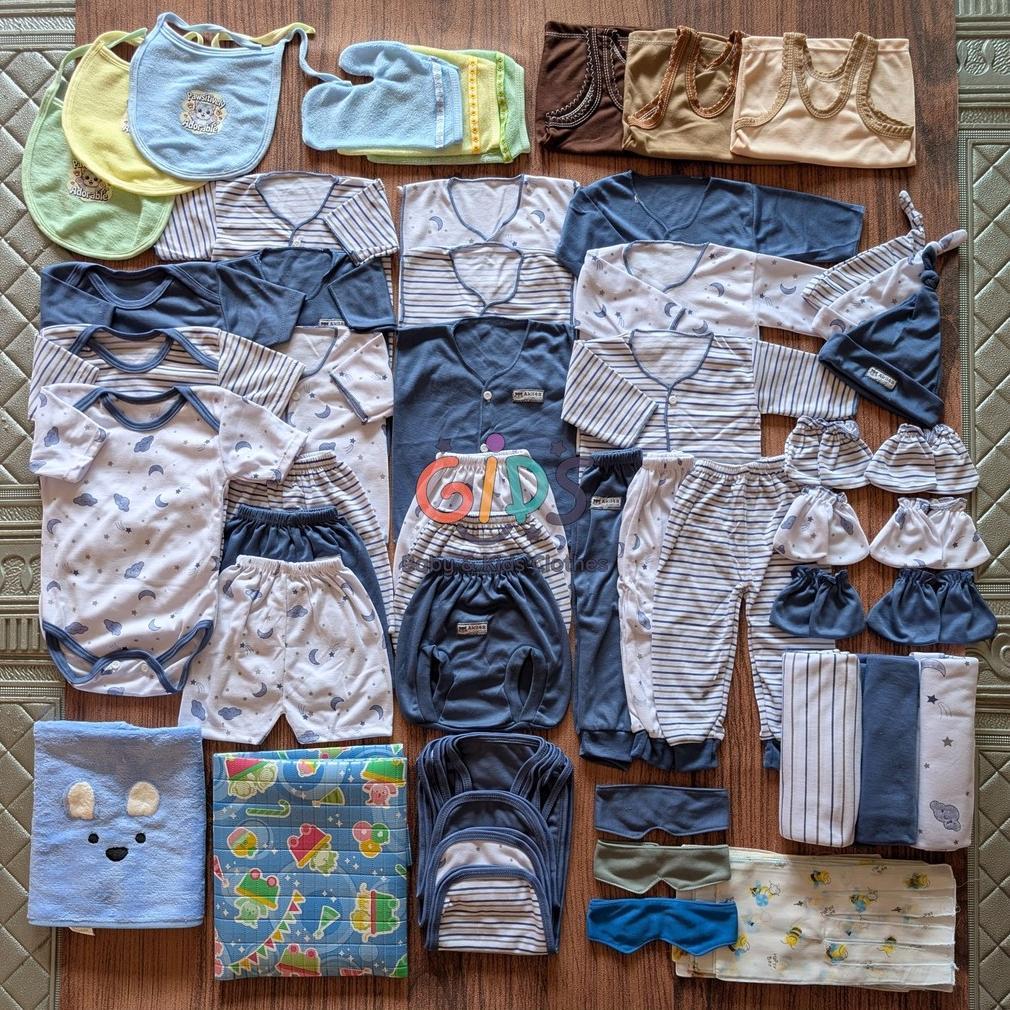 BESTPROMO Gulden Baby Baju Bayi Baru Lahir Laki-laki 65 Pcs Paketan Brojol Lengkap Set Newborn Boy