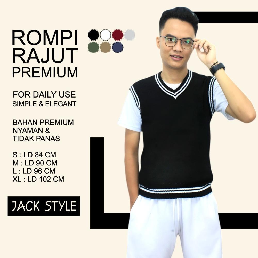 ORIGINAL ROMPI RAJUT PRIA WANITA LIST KOREA STYLE OUTER TERBARU VEST PREMIUM BEST SELLER / KOREAN VE
