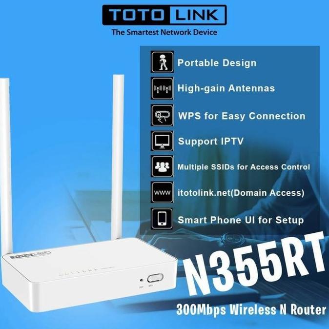 TERLARIS ROUTER TOTOLINK N355RT - 300MPBS WIRELESS N ROUTER N355RT TOTOLINK