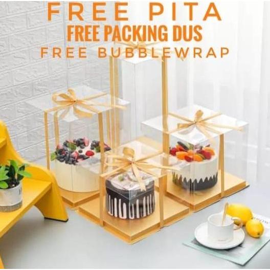 Papipu- Kotak Kue Kotak Kue Mika Transparan Dus Kue Transparan Cake Box Kotak Kado Ulang Tahun Hanta