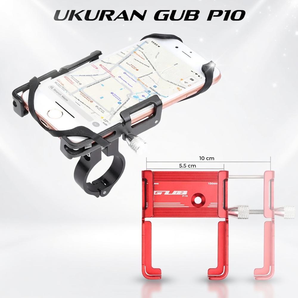 Grade Ori Phone Holder Hp Gub P10 Ori Sepeda Motor Flexible Besi Aluimunium Penyangga Handphone Moto