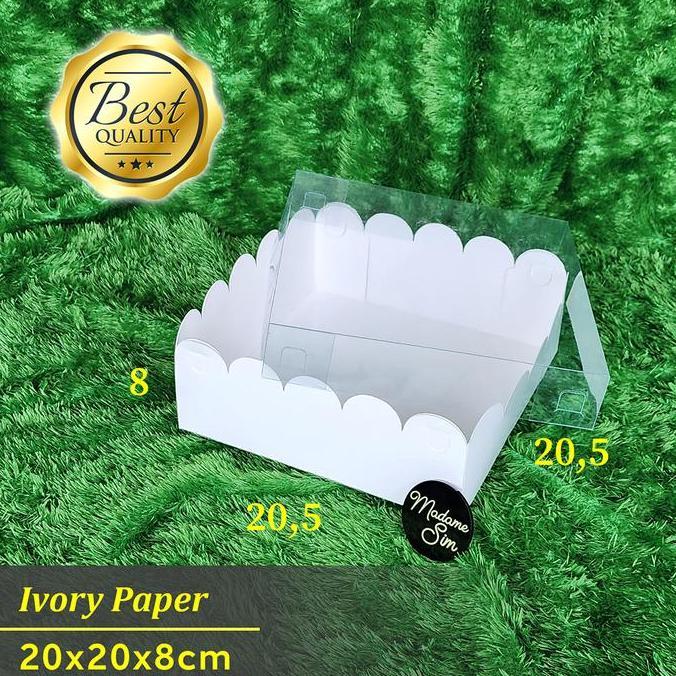 Papipu- Box Mika Putih - Dus Bolu - Kotak Brownies - Kardus 20X20X8