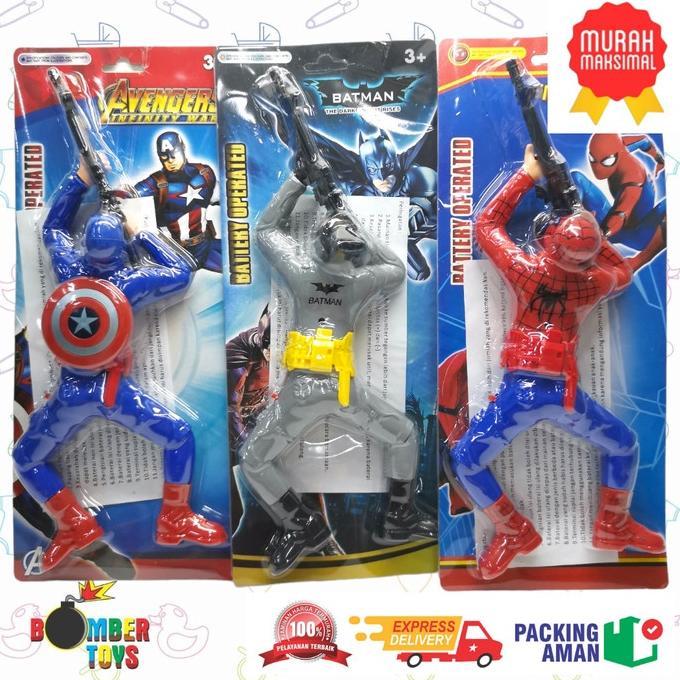 Mainan Anak Robot Super Hero Merangkak Tiarap tentara batman spiderman simulasi Suara Crawler