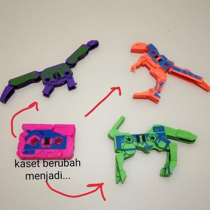 robot kaset jadul transformer berubah menjadi dinosaurus mainan anak