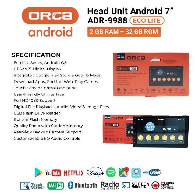 Head Unit TV Android 7 inch ORCA ADR-9988 ECO LITE