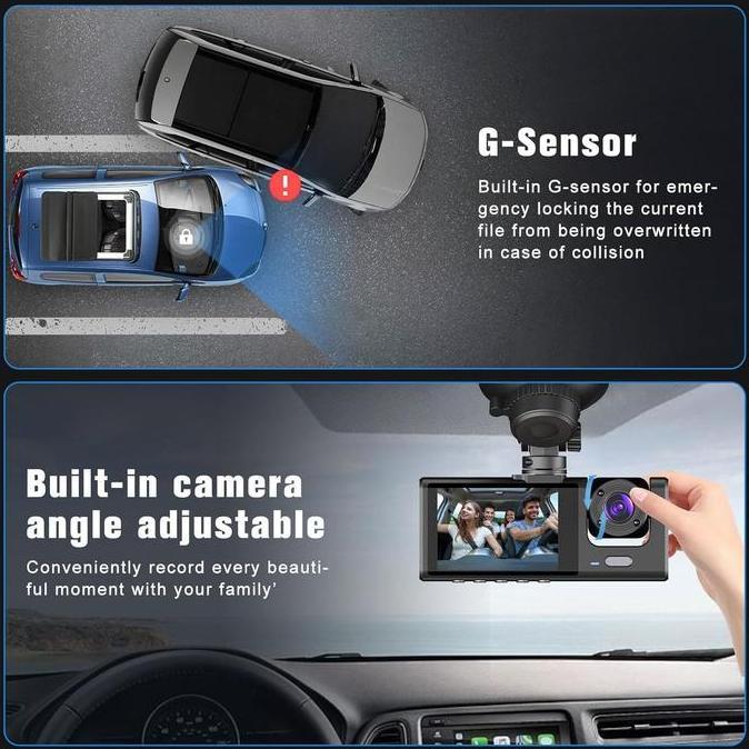 dashcam dvr cctv mobil 3 kamera full HD