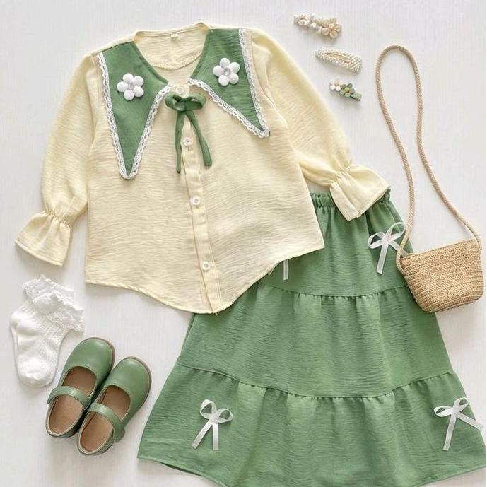 Okeajalah- Neww Set Rok Anak 2-12 Tahun Cantika Set Rok Bahann Crinkle Fashion Kekinian