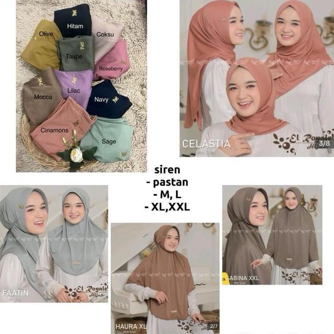 Heddosu- El Royale Hijab Instan Bergo Sireen Haura Kerudung Jumbo Panjang Ped Busa Xl Bahan Jersy Si