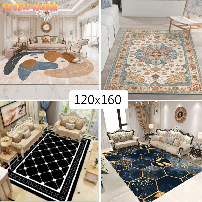 Karpet Lantai Ruang Tamu 120*160 Bahan Lembut Karpet gaya Eropa yang nyaman dan lembut Kamar tidur r