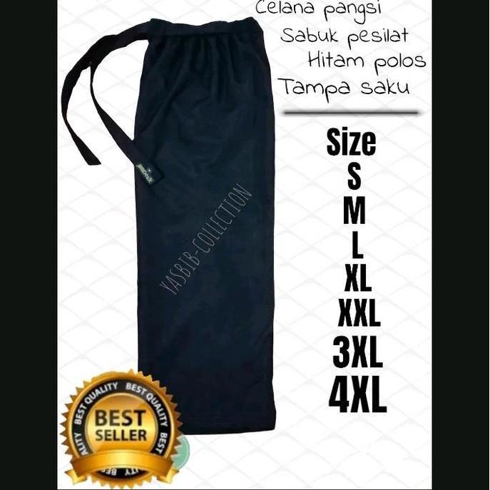 Fotwell- Celana Komprang Silat Psht Celana Pangsi Siswa/Ips Celana Sabuk Pesilat Hitam Polos Tanpa S