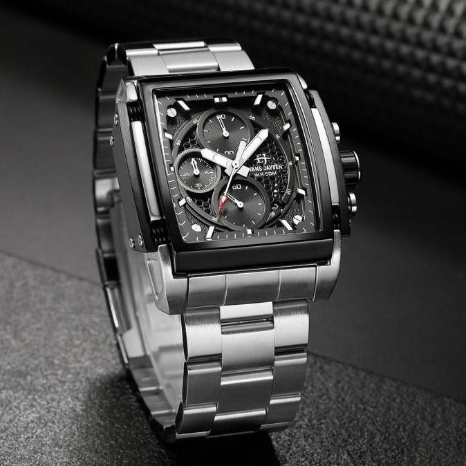 Boshi- Jam Tangan Pria Evans Jayden 9619 Rantai Stainless Steel Chronograph Kaca Sapphire Ter Resist