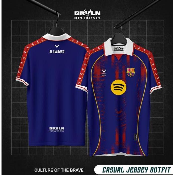 Fotwell- Jersey Fantasy Barca Braveline Apparel Kerah Retro Fullprinting