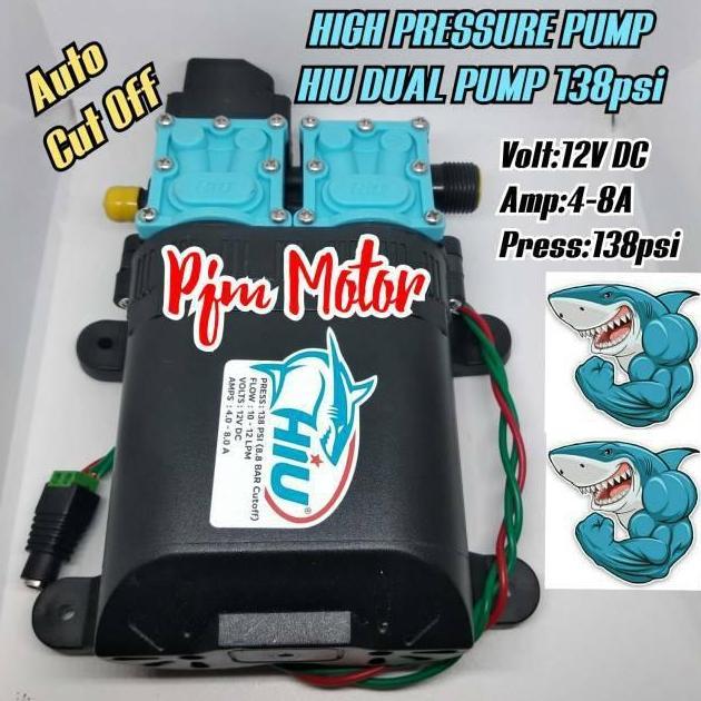 TERMURAH - DINAMO DOUBEL DOUBLE PUMP HIU ORIGINAL POMPA STEAM TEKANAN TINGGI CUCI MOTOR AC MOBIL 12V