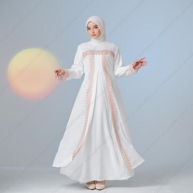 Shukyo- Baju Gamis Putih Nita / Dress Putih Muslim / Gamis Rna Putih / Abaya Putih / Gamis Putih Meh