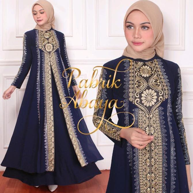 Shukyo- Gamis Abaya Turkey #5039 Bordir Payet By Pabrik Abaya Ceruty Hitam Muslim Arab Turki Nita Dr