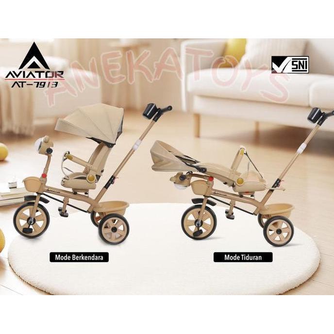 Promo Sepeda Roda Tiga Anak At7913 Tricycle 2In1 Dengan Musik & Lampu Sabuk Pengaman Kanopi Lipat Pe