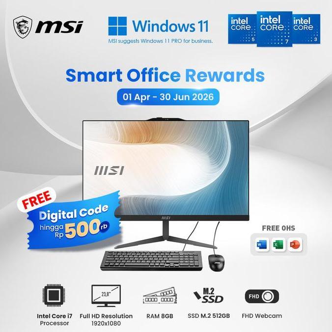 Terlaris Msi All In On Modern Am242 12M 8Gb Aio Desktop Pc