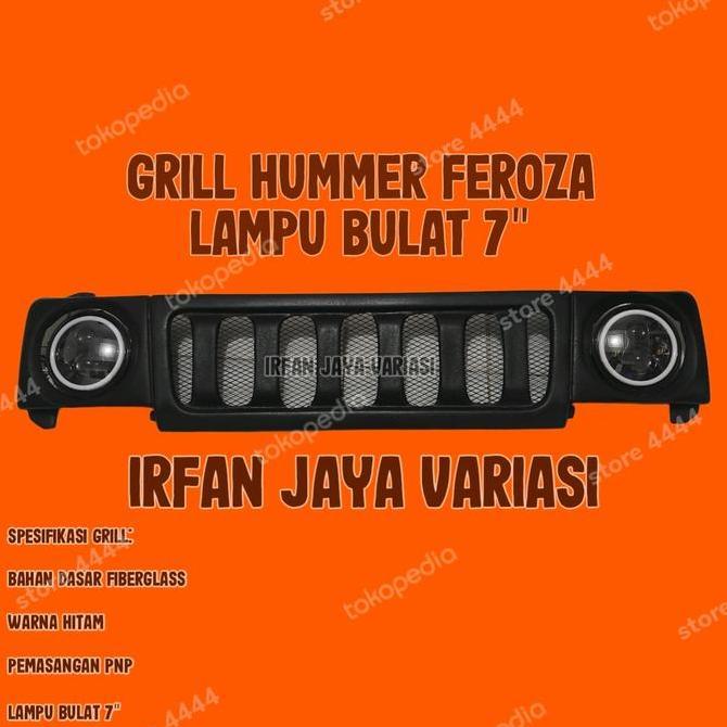 GRILL HUMMER FEROZA LAMPU BULAT 7" SET HEADLAMP DAYMAKER