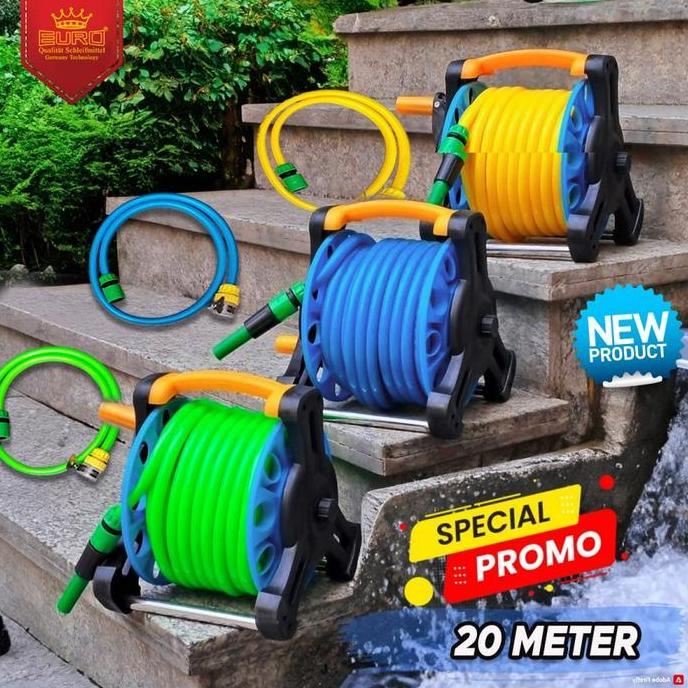 Hose reel set selang air 20 meter ukuran selang 1/2"